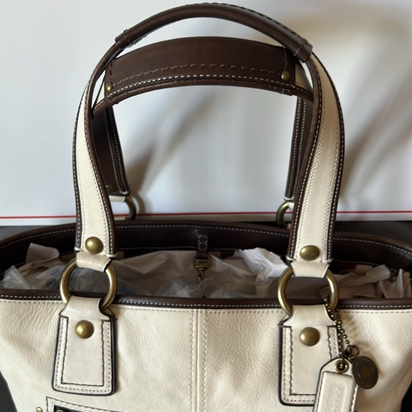 Coach Gigi Legacy Parchment-Dk Brown Spectator Vachetta Leather Tote+Wallet SET - Picture 3 of 14